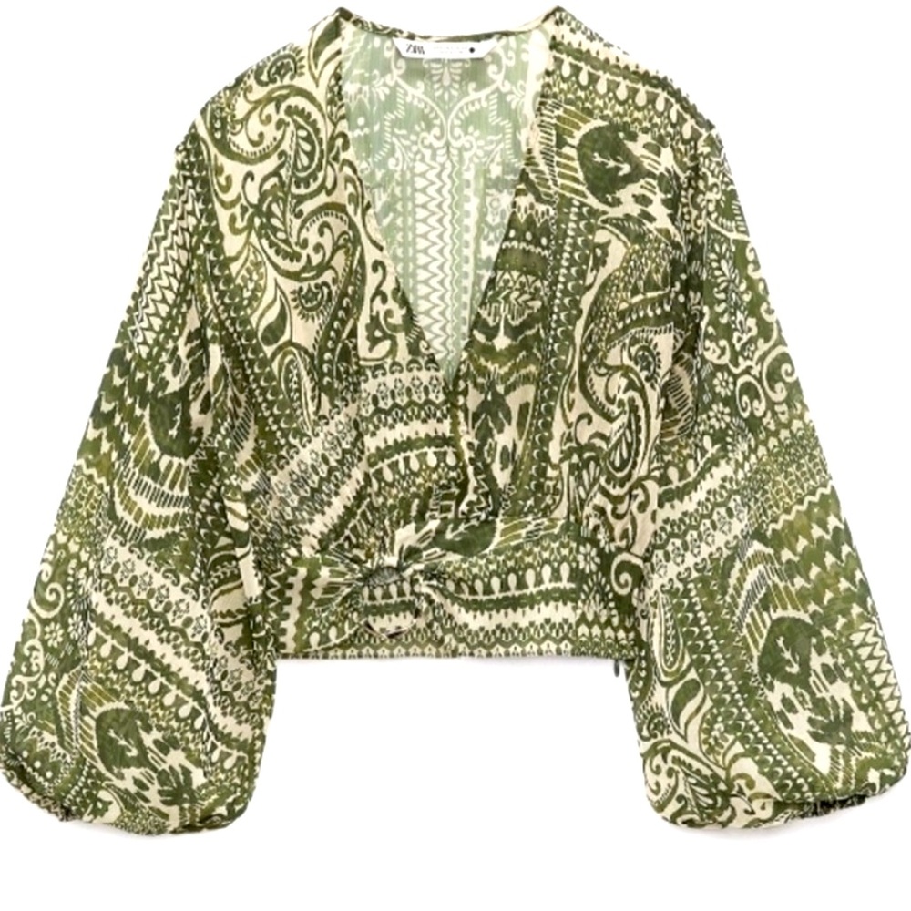 Zara Printed Surplice Top Blouse